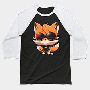 Kawaii Fox with Sunglasses Baseball T-Shirt